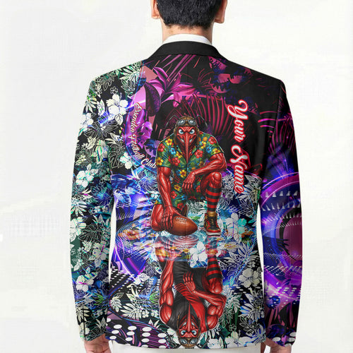 Personalized Essendon Football Bombers Blazer Tropical Hibiscus Flowers - Pacific Fusion Style