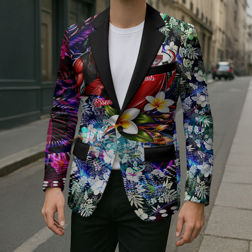 Personalized Essendon Football Bombers Blazer Tropical Hibiscus Flowers - Pacific Fusion Style