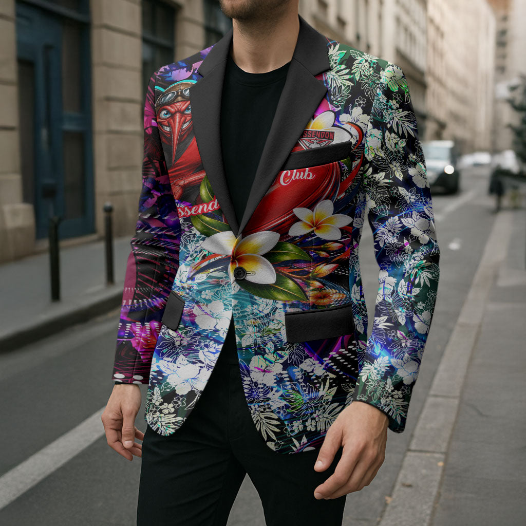 Personalized Essendon Football Bombers Blazer Tropical Hibiscus Flowers - Pacific Fusion Style