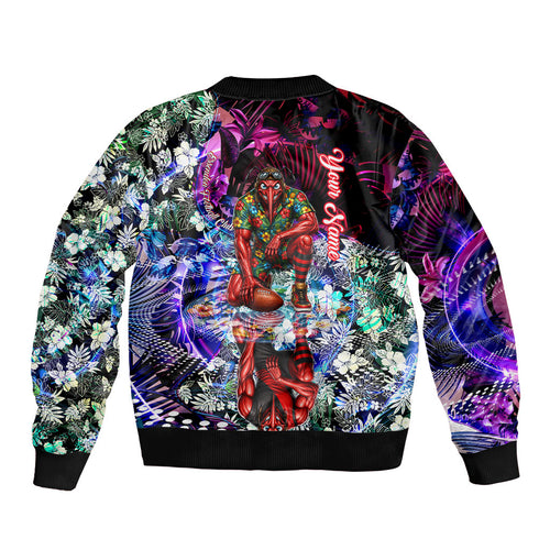 Personalized Essendon Football Bombers Bomber Jacket Tropical Hibiscus Flowers - Pacific Fusion Style