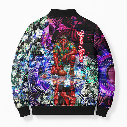 Personalized Essendon Football Bombers Bomber Puffer Jacket Tropical Hibiscus Flowers - Pacific Fusion Style