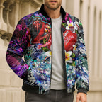 Personalized Essendon Football Bombers Bomber Puffer Jacket Tropical Hibiscus Flowers - Pacific Fusion Style