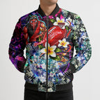 Personalized Essendon Football Bombers Bomber Puffer Jacket Tropical Hibiscus Flowers - Pacific Fusion Style