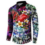 Personalized Essendon Football Bombers Button Sweatshirt Tropical Hibiscus Flowers - Pacific Fusion Style