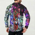 Personalized Essendon Football Bombers Button Sweatshirt Tropical Hibiscus Flowers - Pacific Fusion Style
