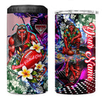 Personalized Essendon Football Bombers 4 in 1 Can Cooler Tumbler Tropical Hibiscus Flowers - Pacific Fusion Style