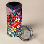 Personalized Essendon Football Bombers 4 in 1 Can Cooler Tumbler Tropical Hibiscus Flowers - Pacific Fusion Style