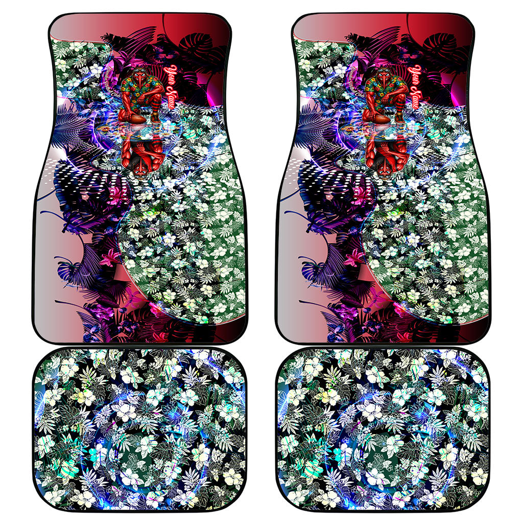 Personalized Essendon Football Bombers Car Mats Tropical Hibiscus Flowers - Pacific Fusion Style