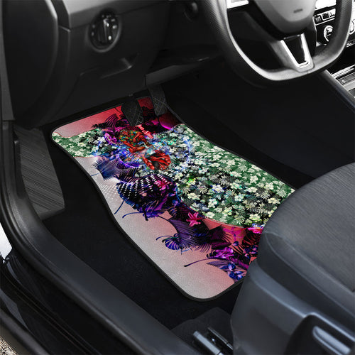Personalized Essendon Football Bombers Car Mats Tropical Hibiscus Flowers - Pacific Fusion Style
