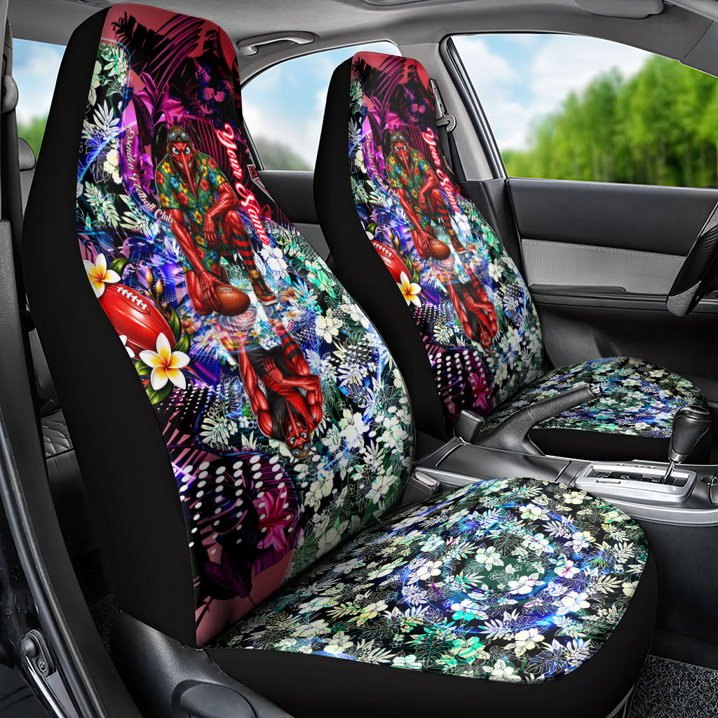 Personalized Essendon Football Bombers Car Seat Cover Tropical Hibiscus Flowers - Pacific Fusion Style