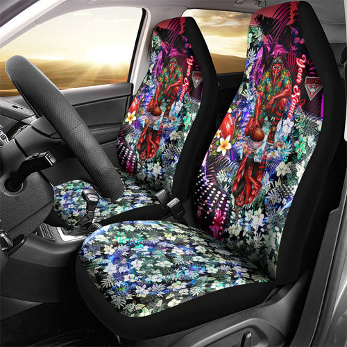 Personalized Essendon Football Bombers Car Seat Cover Tropical Hibiscus Flowers - Pacific Fusion Style