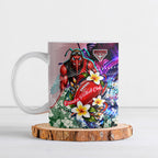 Personalized Essendon Football Bombers Ceramic Mug Tropical Hibiscus Flowers - Pacific Fusion Style