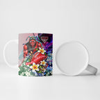 Personalized Essendon Football Bombers Ceramic Mug Tropical Hibiscus Flowers - Pacific Fusion Style