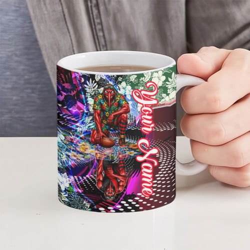 Personalized Essendon Football Bombers Ceramic Mug Tropical Hibiscus Flowers - Pacific Fusion Style