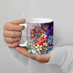 Personalized Essendon Football Bombers Ceramic Mug Tropical Hibiscus Flowers - Pacific Fusion Style