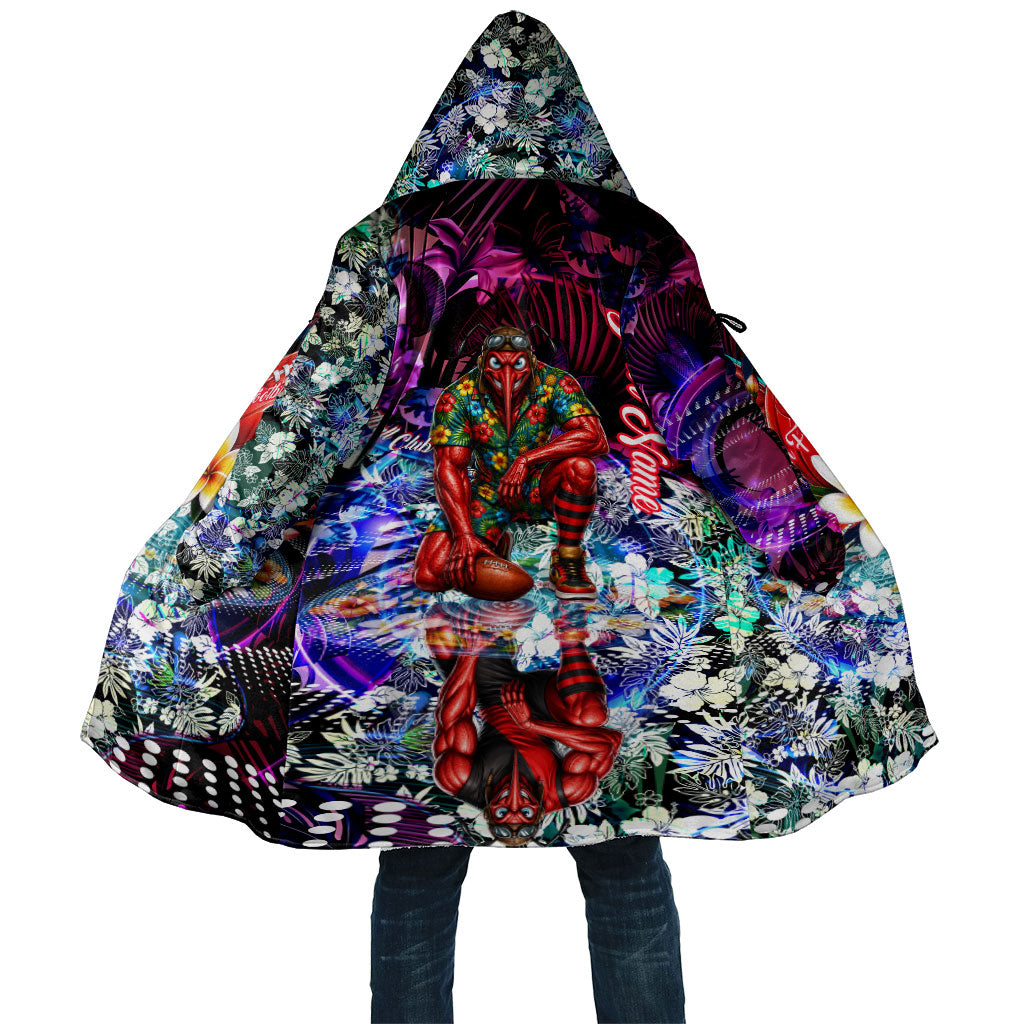 Personalized Essendon Football Bombers Cloak Tropical Hibiscus Flowers - Pacific Fusion Style