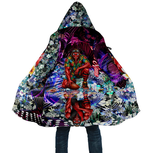 Personalized Essendon Football Bombers Cloak Tropical Hibiscus Flowers - Pacific Fusion Style