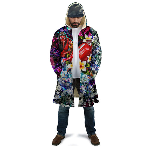 Personalized Essendon Football Bombers Cloak Tropical Hibiscus Flowers - Pacific Fusion Style