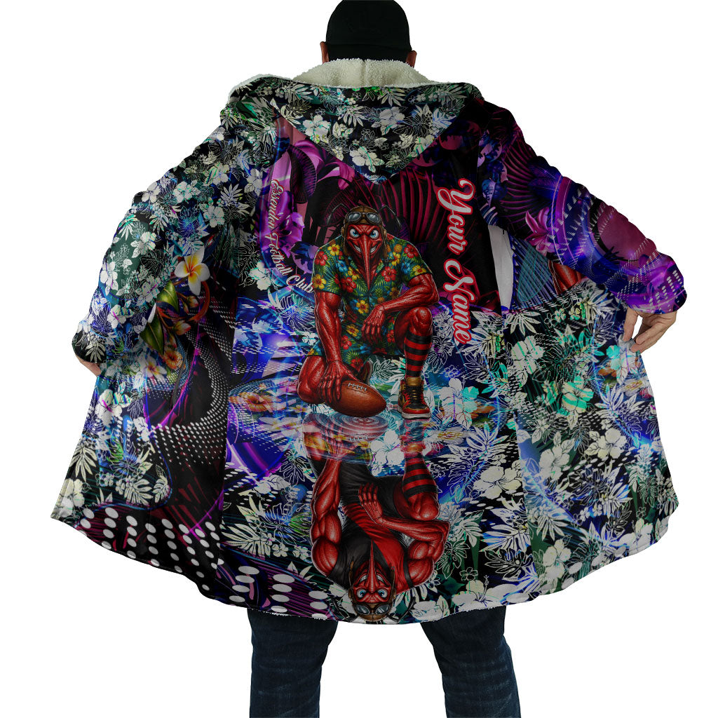 Personalized Essendon Football Bombers Cloak Tropical Hibiscus Flowers - Pacific Fusion Style