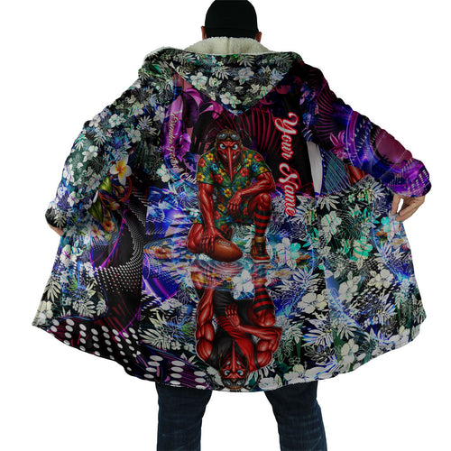 Personalized Essendon Football Bombers Cloak Tropical Hibiscus Flowers - Pacific Fusion Style
