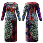 Personalized Essendon Football Bombers Couples Matching Long Sleeve Bodycon Dress and Long Sleeve Button Shirt Tropical Hibiscus Flowers - Pacific Fusion Style