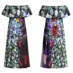 Personalized Essendon Football Bombers Couples Matching Off Shoulder Maxi Dress and Long Sleeve Button Shirt Tropical Hibiscus Flowers - Pacific Fusion Style