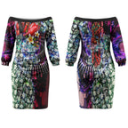 Personalized Essendon Football Bombers Couples Matching Off The Shoulder Long Sleeve Dress and Hawaiian Shirt Tropical Hibiscus Flowers - Pacific Fusion Style