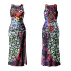 Personalized Essendon Football Bombers Couples Matching Tank Maxi Dress and Long Sleeve Button Shirt Tropical Hibiscus Flowers - Pacific Fusion Style