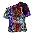 Personalized Essendon Football Bombers Cross Shoulder Shirt Tropical Hibiscus Flowers - Pacific Fusion Style