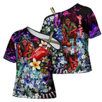 Personalized Essendon Football Bombers Cross Shoulder Shirt Tropical Hibiscus Flowers - Pacific Fusion Style