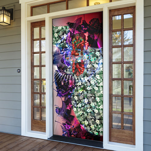 Personalized Essendon Football Bombers Door Cover Tropical Hibiscus Flowers - Pacific Fusion Style