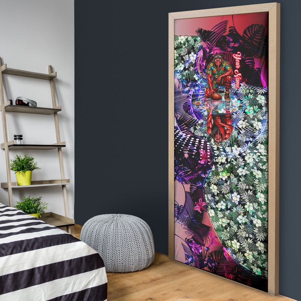 Personalized Essendon Football Bombers Door Cover Tropical Hibiscus Flowers - Pacific Fusion Style