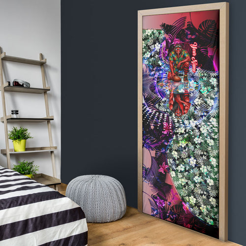 Personalized Essendon Football Bombers Door Cover Tropical Hibiscus Flowers - Pacific Fusion Style