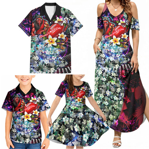 Personalized Essendon Football Bombers Family Matching Summer Maxi Dress and Hawaiian Shirt Tropical Hibiscus Flowers - Pacific Fusion Style