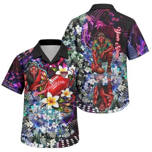 Personalized Essendon Football Bombers Family Matching Summer Maxi Dress and Hawaiian Shirt Tropical Hibiscus Flowers - Pacific Fusion Style