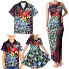 Personalized Essendon Football Bombers Family Matching Tank Maxi Dress and Hawaiian Shirt Tropical Hibiscus Flowers - Pacific Fusion Style