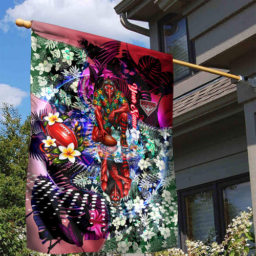 Personalized Essendon Football Bombers Garden Flag Tropical Hibiscus Flowers - Pacific Fusion Style