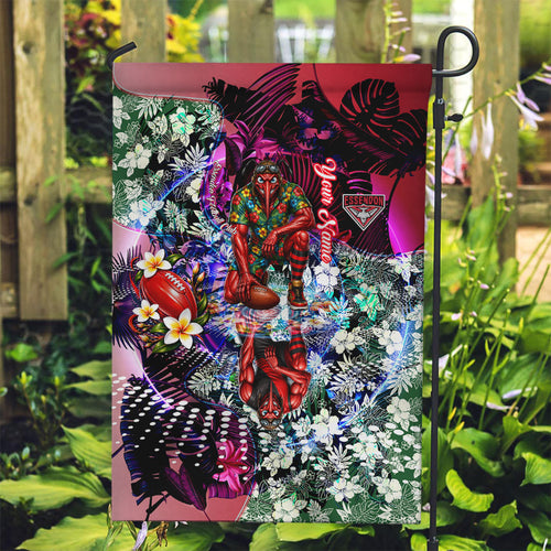 Personalized Essendon Football Bombers Garden Flag Tropical Hibiscus Flowers - Pacific Fusion Style