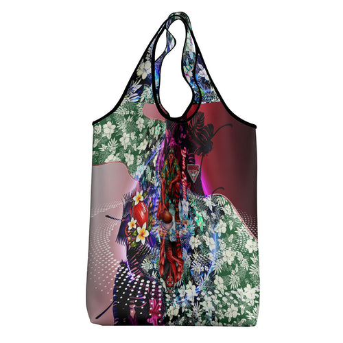 Personalized Essendon Football Bombers Grocery Bag Tropical Hibiscus Flowers - Pacific Fusion Style