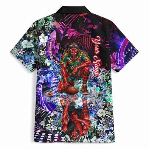 Personalized Essendon Football Bombers Hawaiian Shirt Tropical Hibiscus Flowers - Pacific Fusion Style