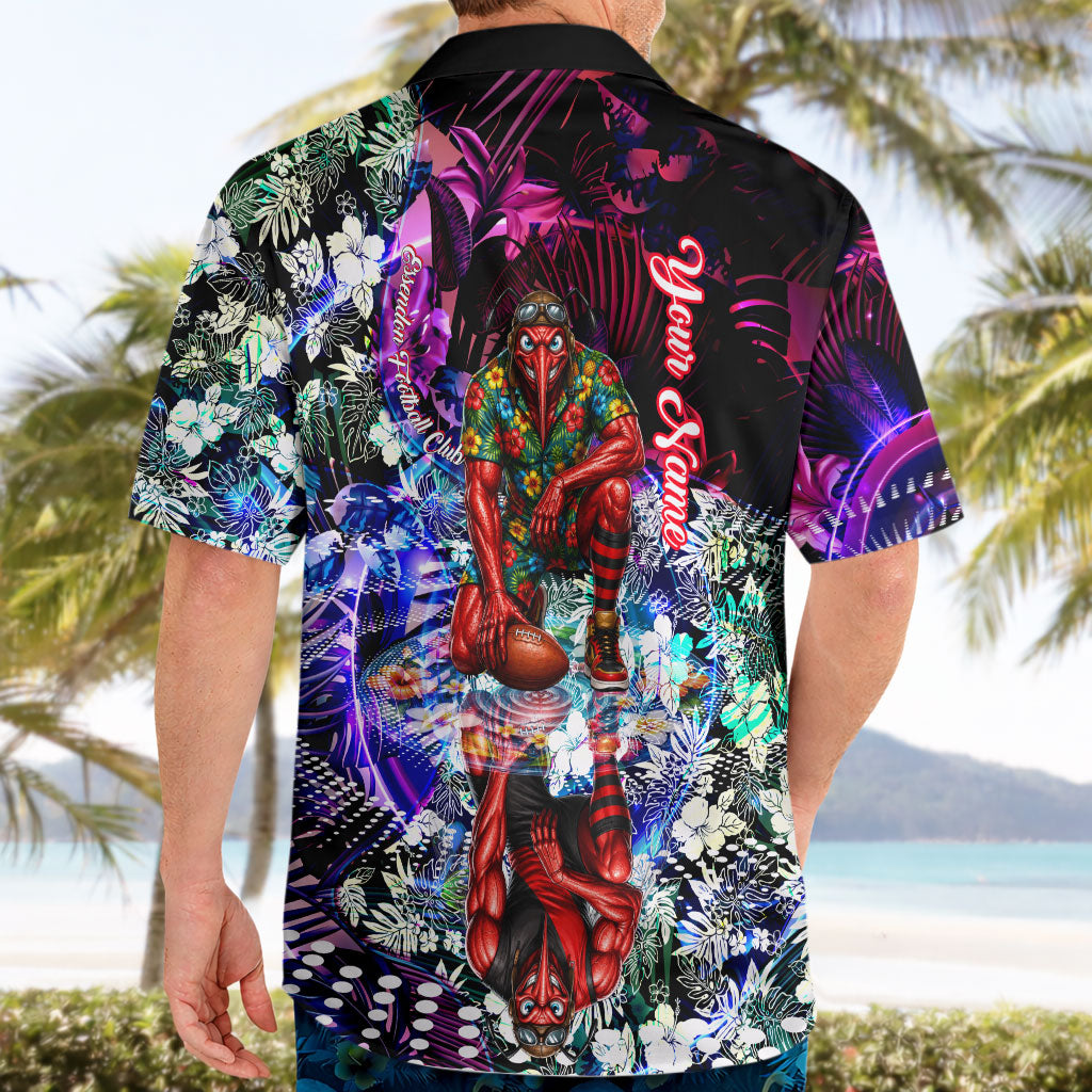 Personalized Essendon Football Bombers Hawaiian Shirt Tropical Hibiscus Flowers - Pacific Fusion Style