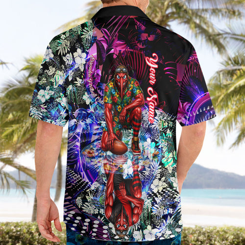 Personalized Essendon Football Bombers Hawaiian Shirt Tropical Hibiscus Flowers - Pacific Fusion Style