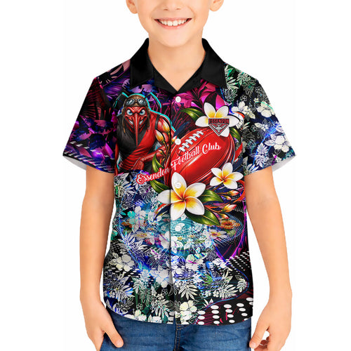 Personalized Essendon Football Bombers Hawaiian Shirt Tropical Hibiscus Flowers - Pacific Fusion Style