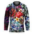 Personalized Essendon Football Bombers Hockey Jersey Tropical Hibiscus Flowers - Pacific Fusion Style