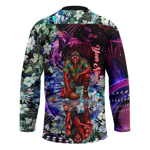 Personalized Essendon Football Bombers Hockey Jersey Tropical Hibiscus Flowers - Pacific Fusion Style