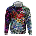 Personalized Essendon Football Bombers Hoodie Tropical Hibiscus Flowers - Pacific Fusion Style