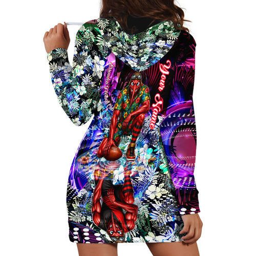 Personalized Essendon Football Bombers Hoodie Dress Tropical Hibiscus Flowers - Pacific Fusion Style