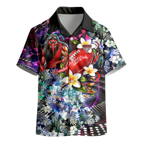 Personalized Essendon Football Bombers Kid Hawaiian Shirt Tropical Hibiscus Flowers - Pacific Fusion Style
