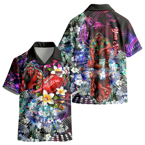 Personalized Essendon Football Bombers Kid Hawaiian Shirt Tropical Hibiscus Flowers - Pacific Fusion Style