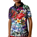 Personalized Essendon Football Bombers Kid Polo Shirt Tropical Hibiscus Flowers - Pacific Fusion Style